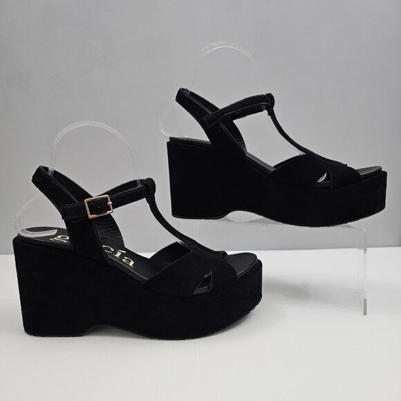 Pedro Garcia Domiel Platform Wedge Sandal Womens EU 40 Black Suede Chunky NEW - Picture 3 of 13